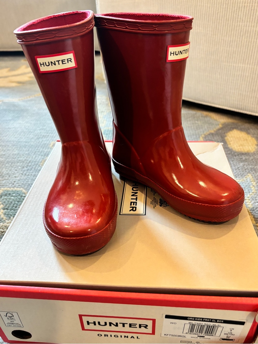 Hunter Glossy Red Mid-Calf Rain Boots